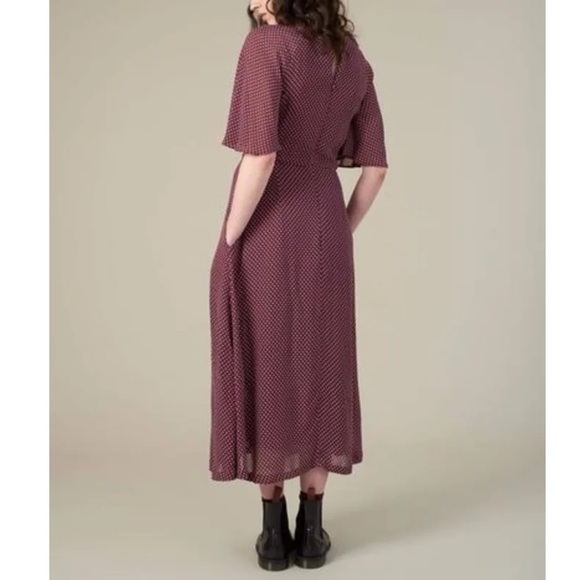 ModCloth Emily and Fin Burgundy Luna Suzanna Mini Spot Dress - Size Large - Picture 2 of 8